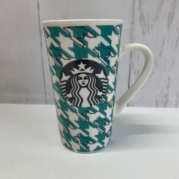 Starbucks Other - Starbucks Ceramic Tall 16oz Holiday Coffee Mug Green Checkered  Houndstooth 2017